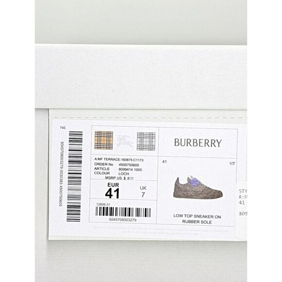 Burberry Men's Terrace Low Top Leather Sneakers in Loch Size 41 (MSRP $820) - Picture 12 of 12